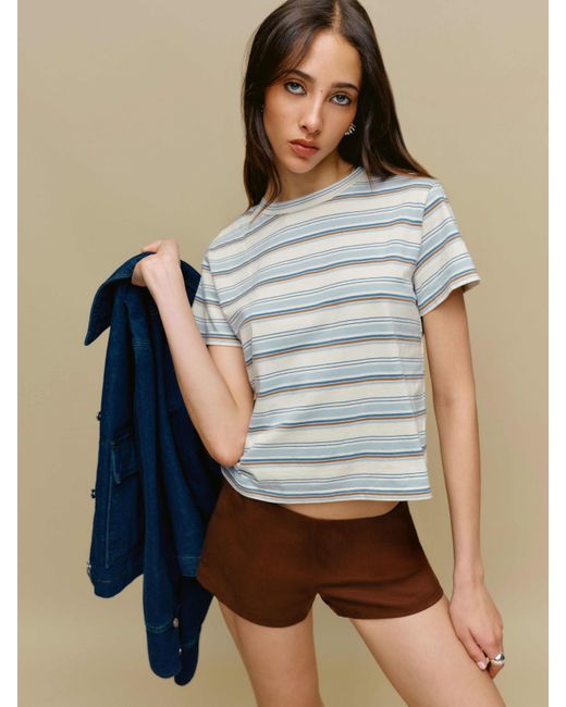 Reformation Blue Rowan Crew T-Shirt