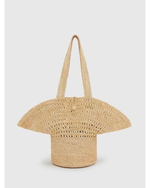 Reformation Blue Sonia Hat Bag Raffia