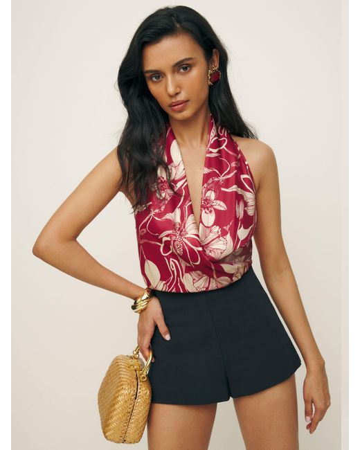 Reformation Red Emmy Silk Top