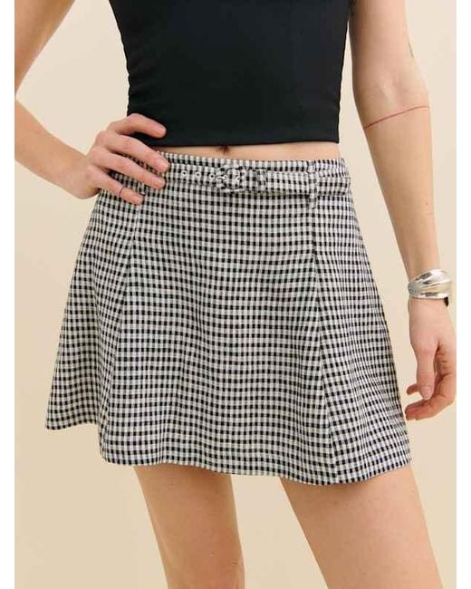 Reformation Black Rory Linen Skirt