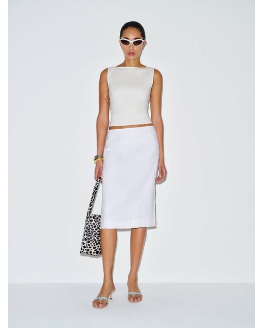 Reformation White Fleur Linen Skirt 6