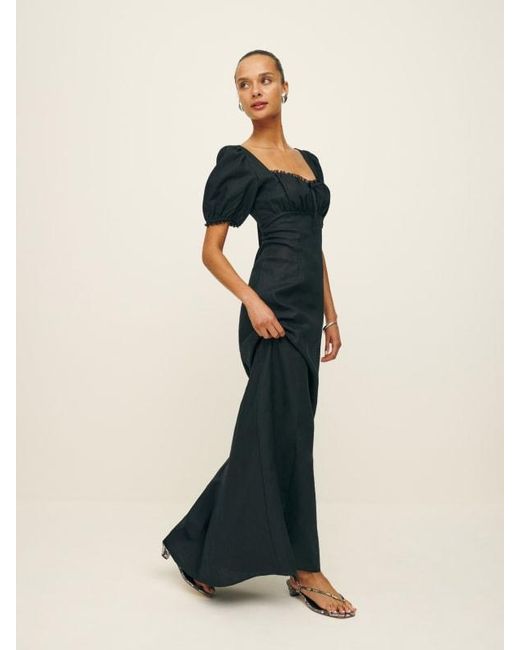 Reformation Black Cherise Linen Dress