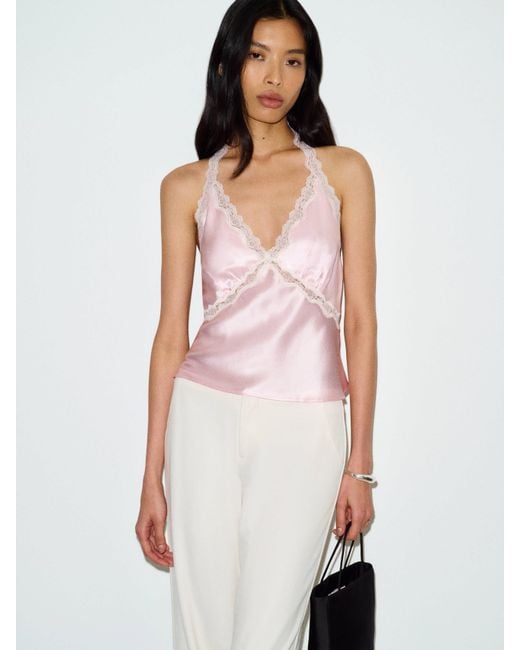 Reformation Pink Monica Silk Top