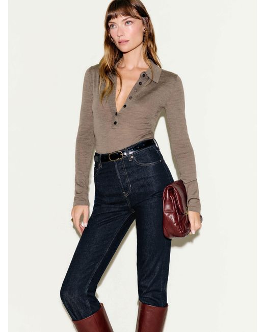 Reformation Blue Ames Regenerative Merino Polo Bodysuit