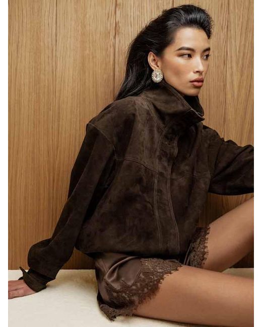 Reformation Brown Veda Kendall Suede Jacket