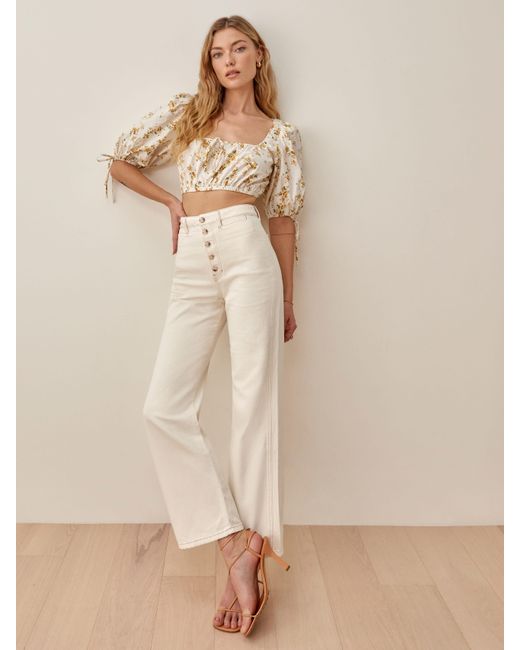 Reformation White Lexi High Rise Wide Leg Jeans