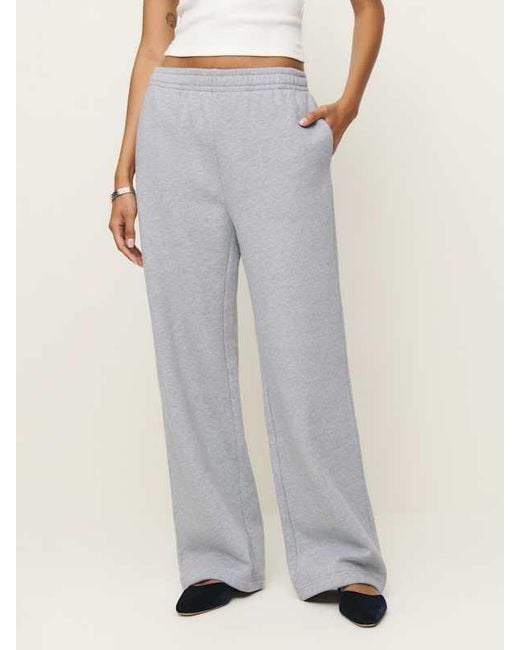 Reformation White Relaxed Wide-Leg Sweatpants