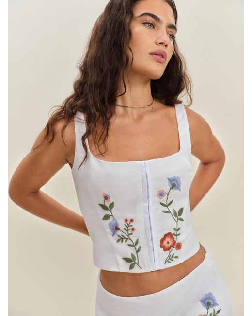 Reformation White Juliet Linen Top 4