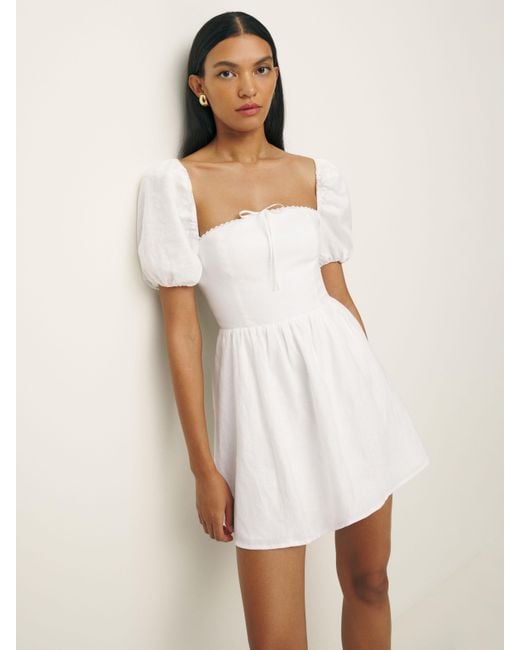 Reformation White Malvina Linen Dress