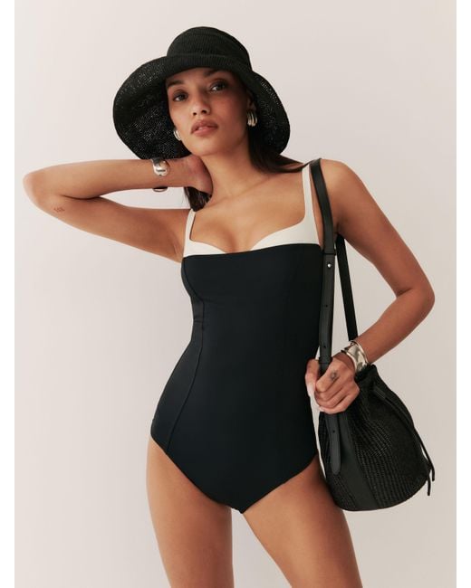 Reformation Black Tossa One Piece Swimsuit