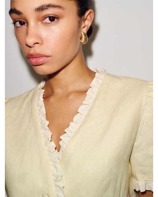 Reformation Blue Bess Linen Top