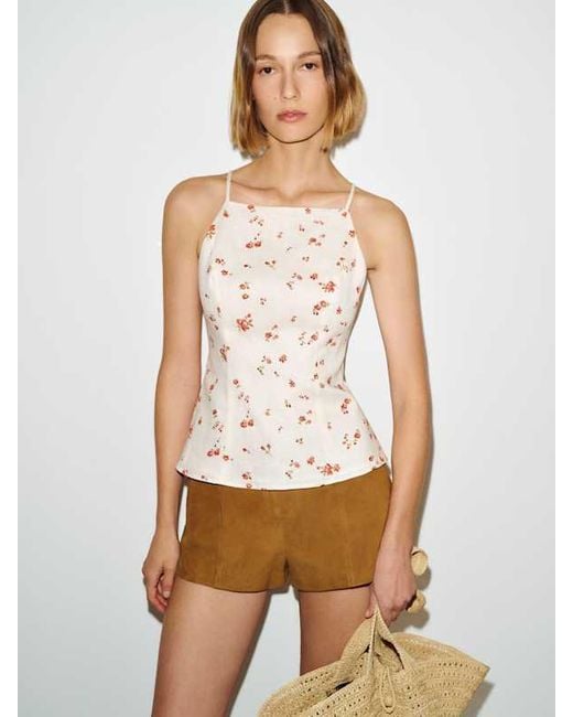 Reformation White Finley Linen Top 0