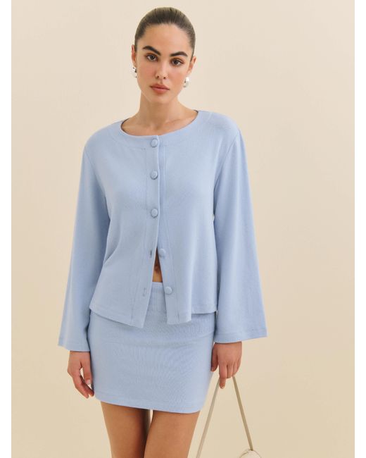 Reformation Blue Hunter Knit Cardigan Set