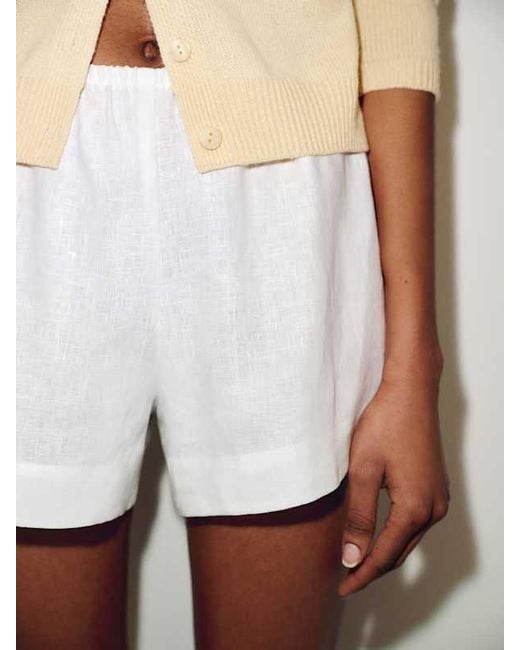 Reformation White Nora Linen Short