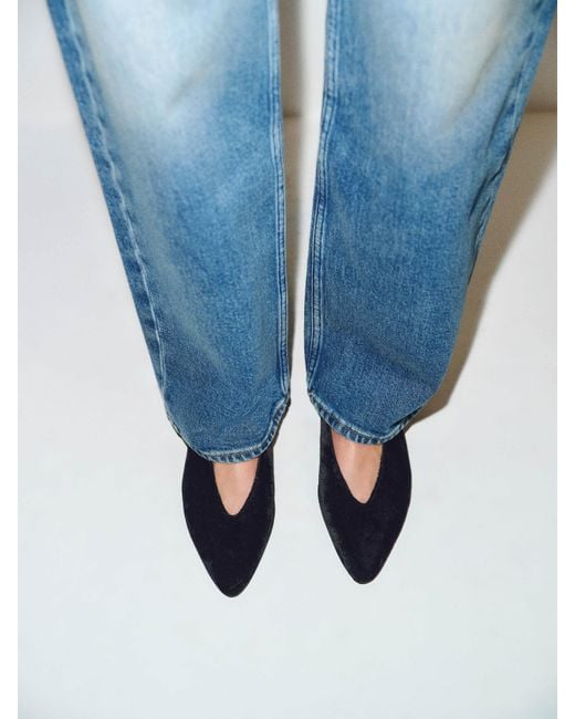 Reformation Blue Calista Flat Velvet