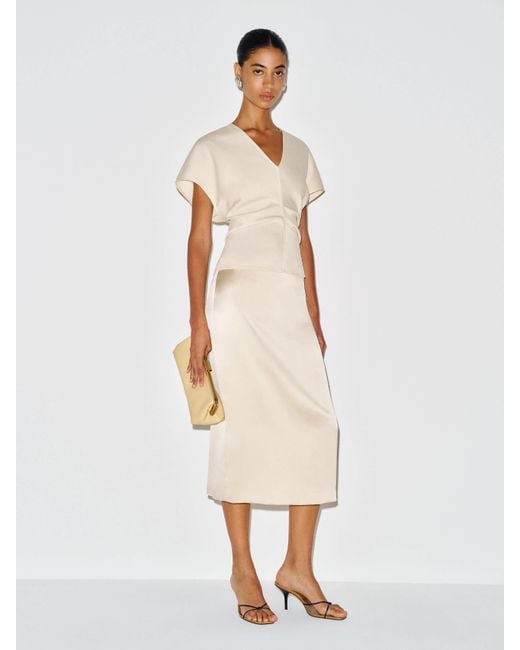 Reformation White Petites Helen Low Waist Silk Midi Skirt 0P