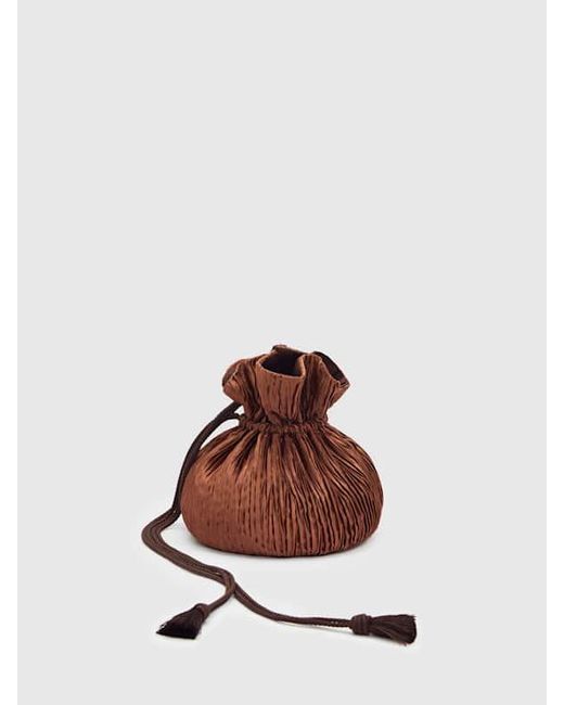 Reformation Brown Aphrodite Pleated Pouch