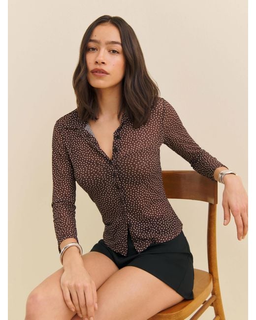 Reformation Brown Margaret Knit Top
