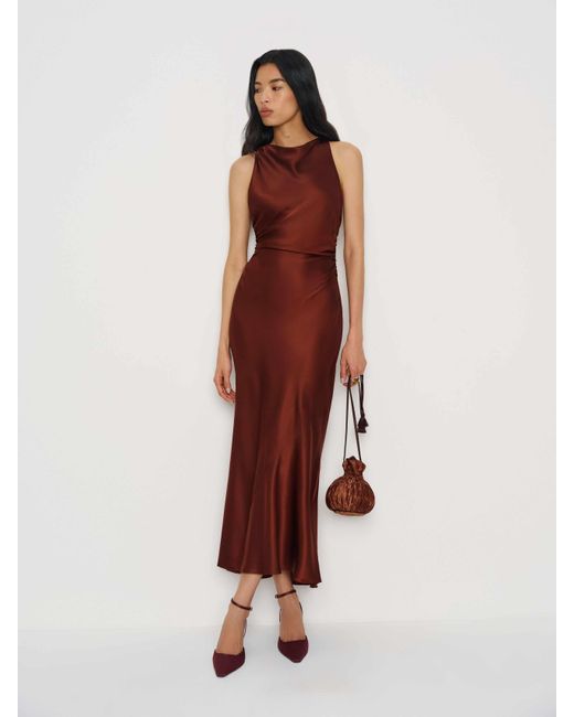 Reformation Brown Aphrodite Pleated Pouch