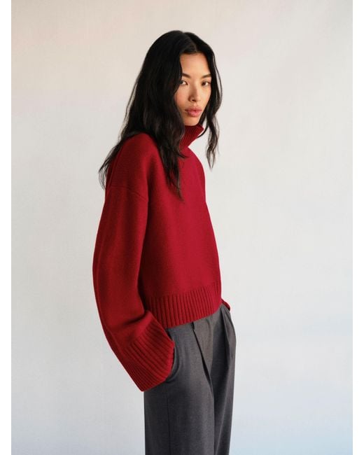 Reformation Red March Regenerative Wool Cropped Turtleneck