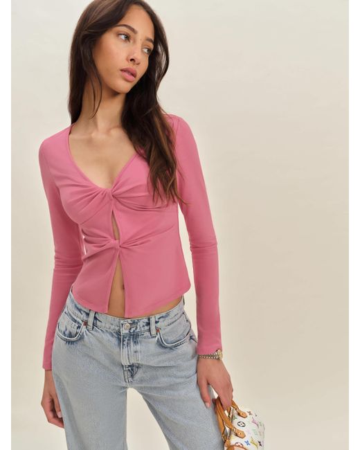 Reformation Red Silas Knit Top