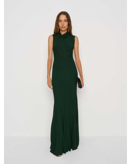 green emerald velvet dress Rent The Selia Green Linen Dress By Reformation