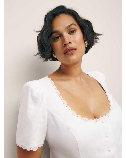 Reformation White Anabella Linen Top Es 14