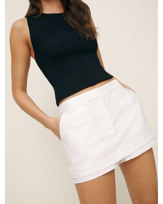 Reformation White Parker Linen Skort