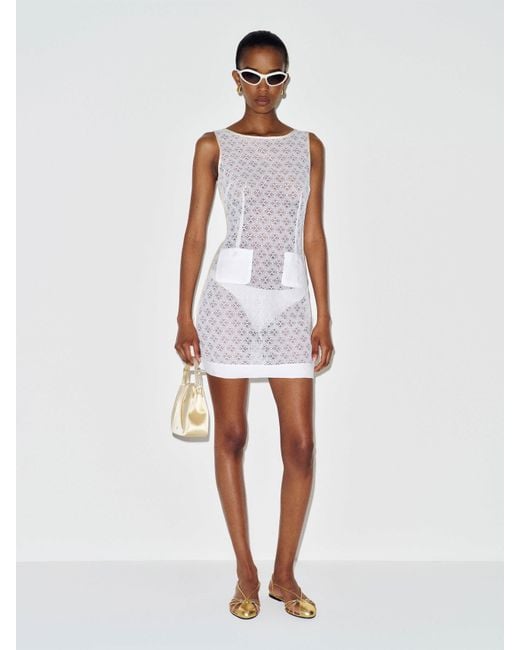 Reformation White Vintage D & G Pocket Dress Lace