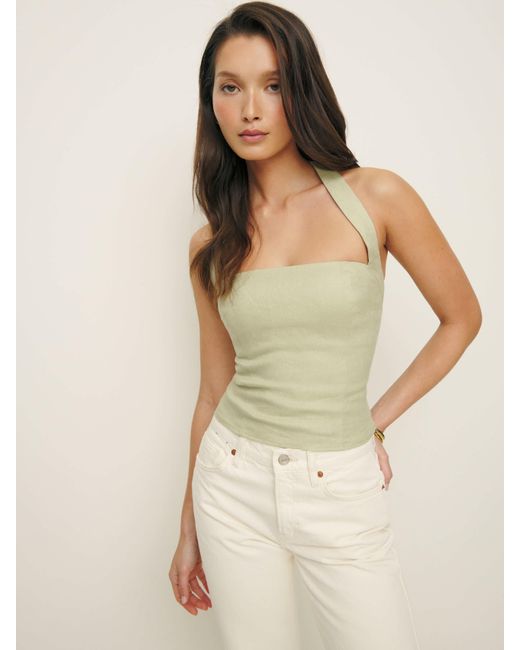 Reformation Natural Malika Linen Top