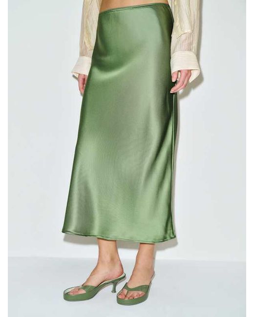Reformation Green Layla Silk Skirt Jade 0
