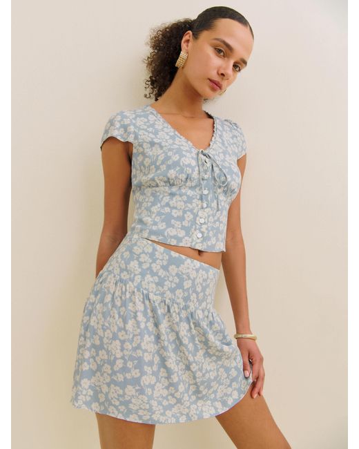 Reformation Blue Dorothea Two Piece 8