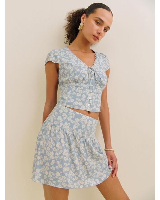 Reformation Blue Dorothea Two Piece