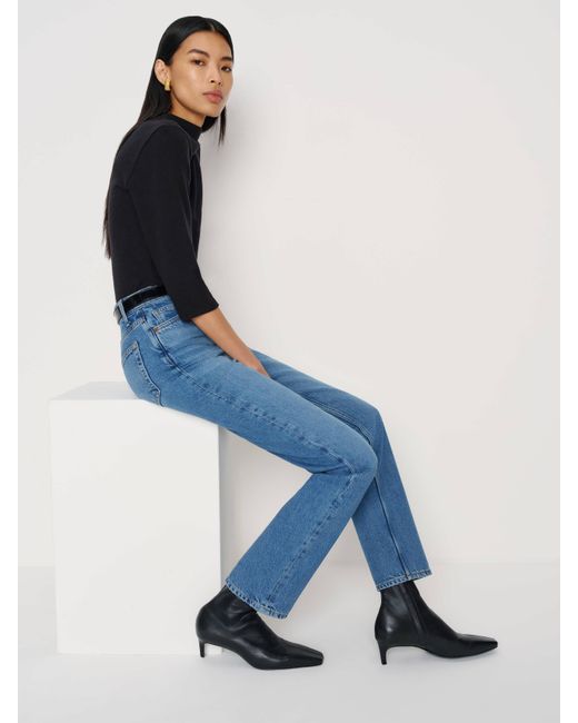 Reformation Blue Remy Stretch Ankle Boot Stretch Leather 5