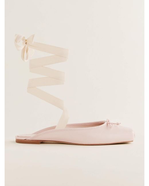 Reformation Natural Megan Lace Up Ballet Flat