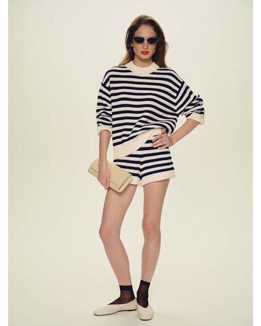 Reformation White Collie Oversized Cotton Crew Sweater