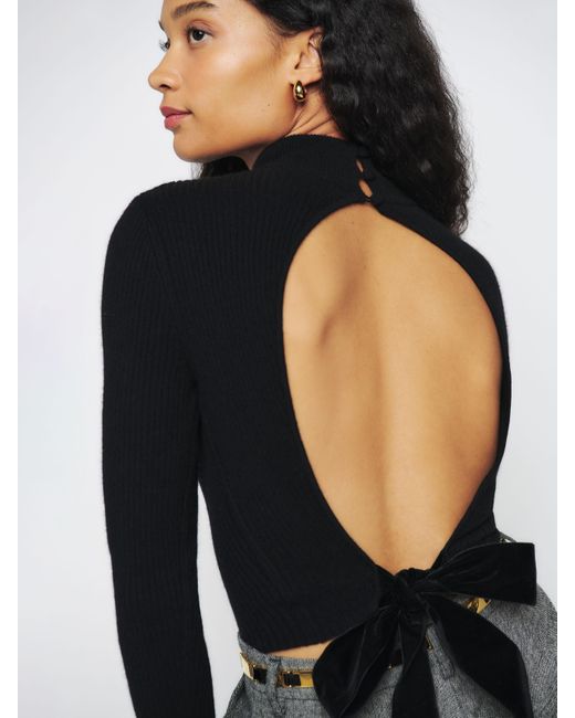 Reformation Black Osteria Open Back Sweater