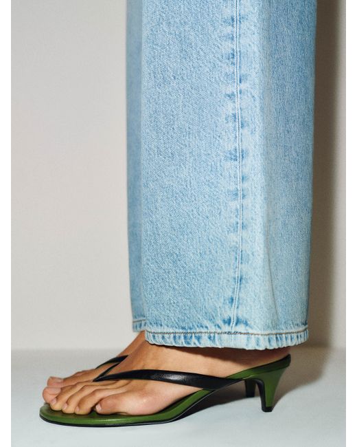 Reformation Blue Amelia Heeled Thong