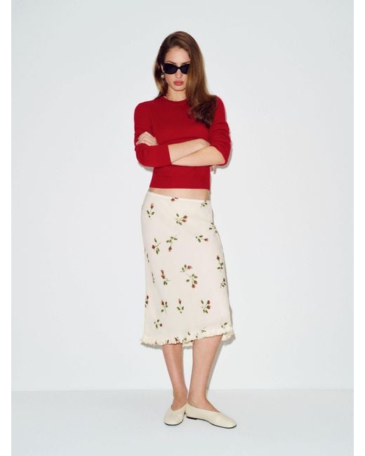 Reformation Red Layla Knee Length Skirt 6