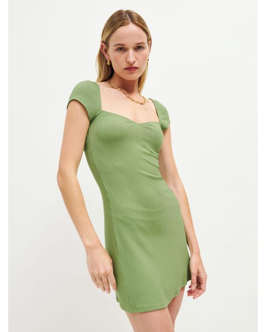Reformation Green Percy Knit Dress