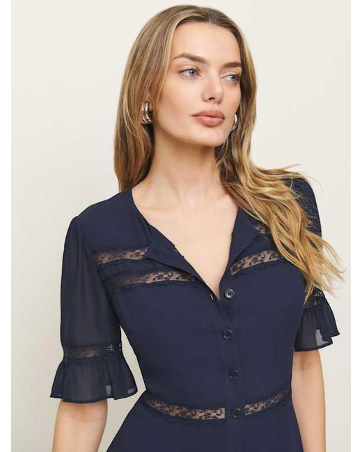 Reformation Woodson Dress Lace 0 in Blue | Lyst