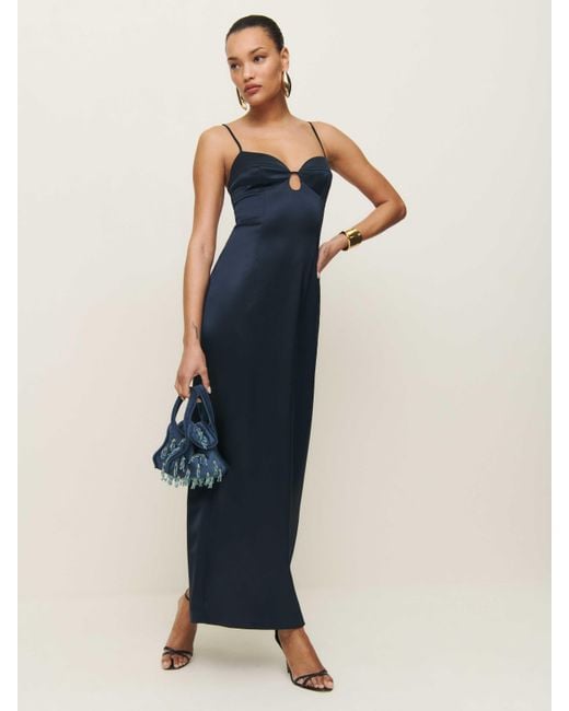 Reformation Blue Sathia Satin Dress 8
