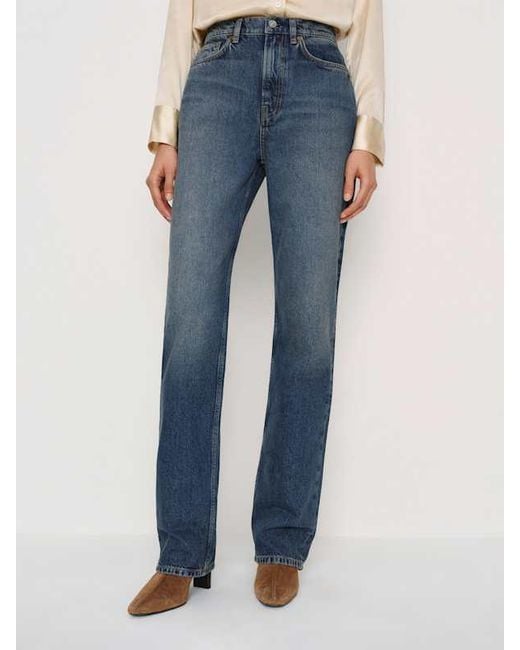 Reformation Blue Harriet High Rise Relaxed Straight Jeans Denim