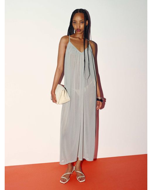 Reformation White Lauren Knit Dress Powder