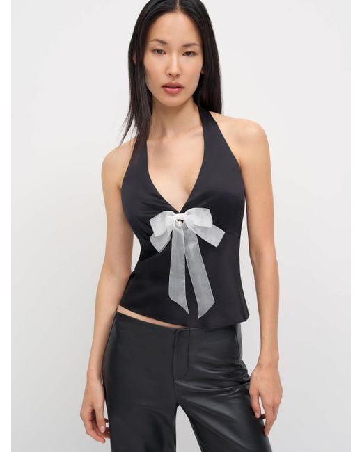 Reformation Black Clarissa Silk Top 0