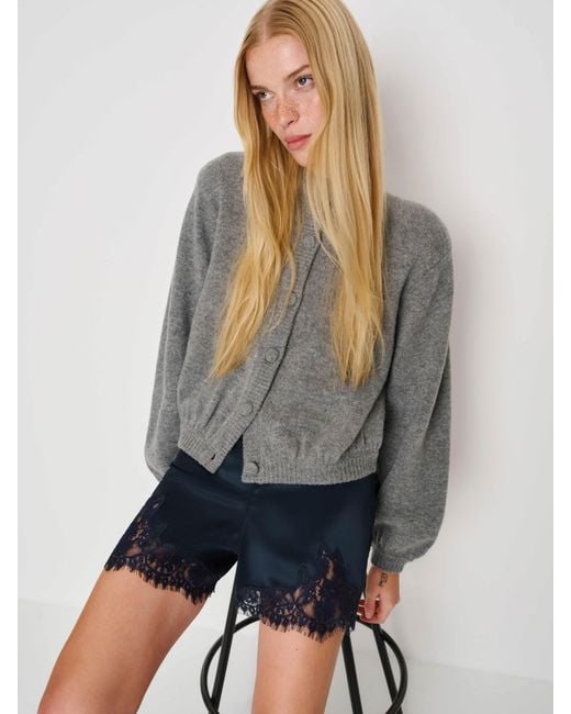 Reformation Gray Fern Satin Short