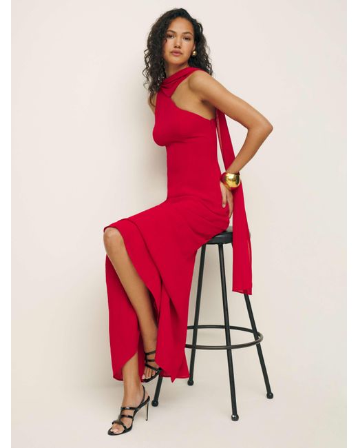 strapless open back dress Red Bodycon Long Sleeve Lace Maxi Dress Red / L