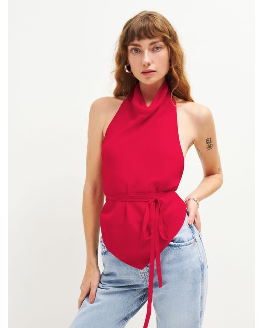 Reformation Red Lennox Top