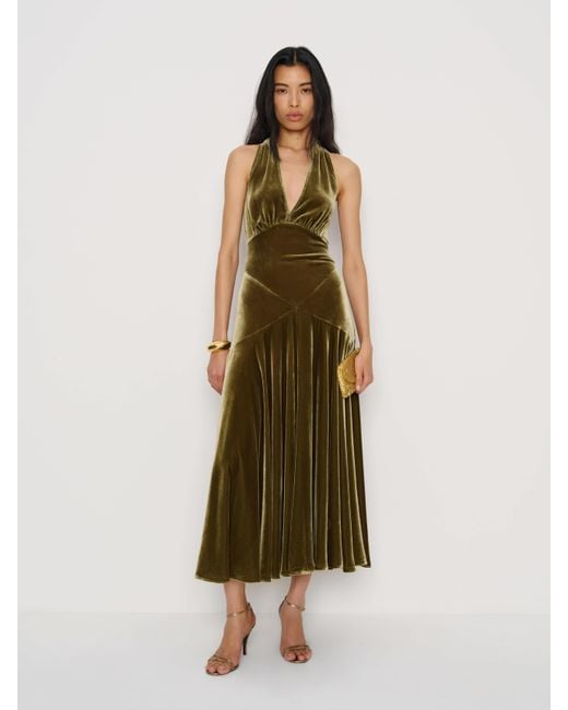 Reformation Natural Briony Velvet Dress 0