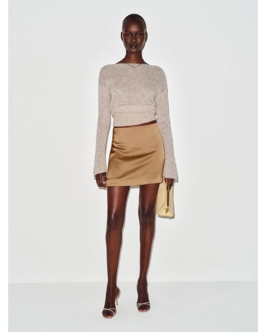 Reformation Natural Alexa Satin Skirt 0